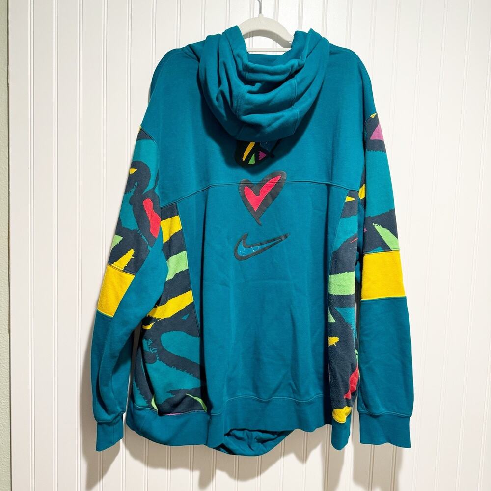 Nike Teal Multicolor Graphic Pullover Hoodie - Picture 9 of 9